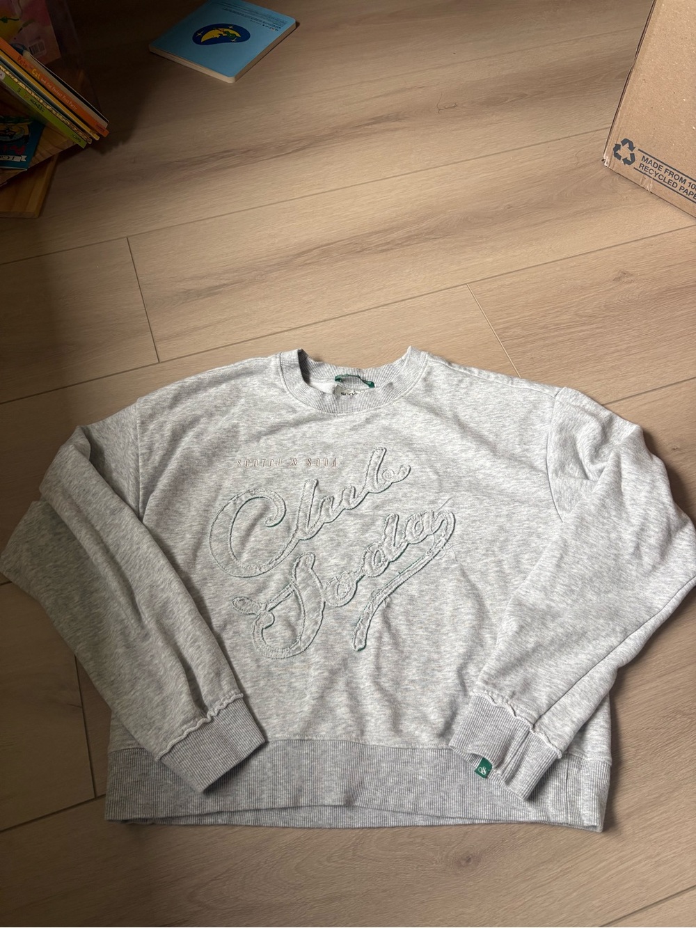 Scotch & Soda Light Gray Crewneck Sweatshirt with Script Embroidery
